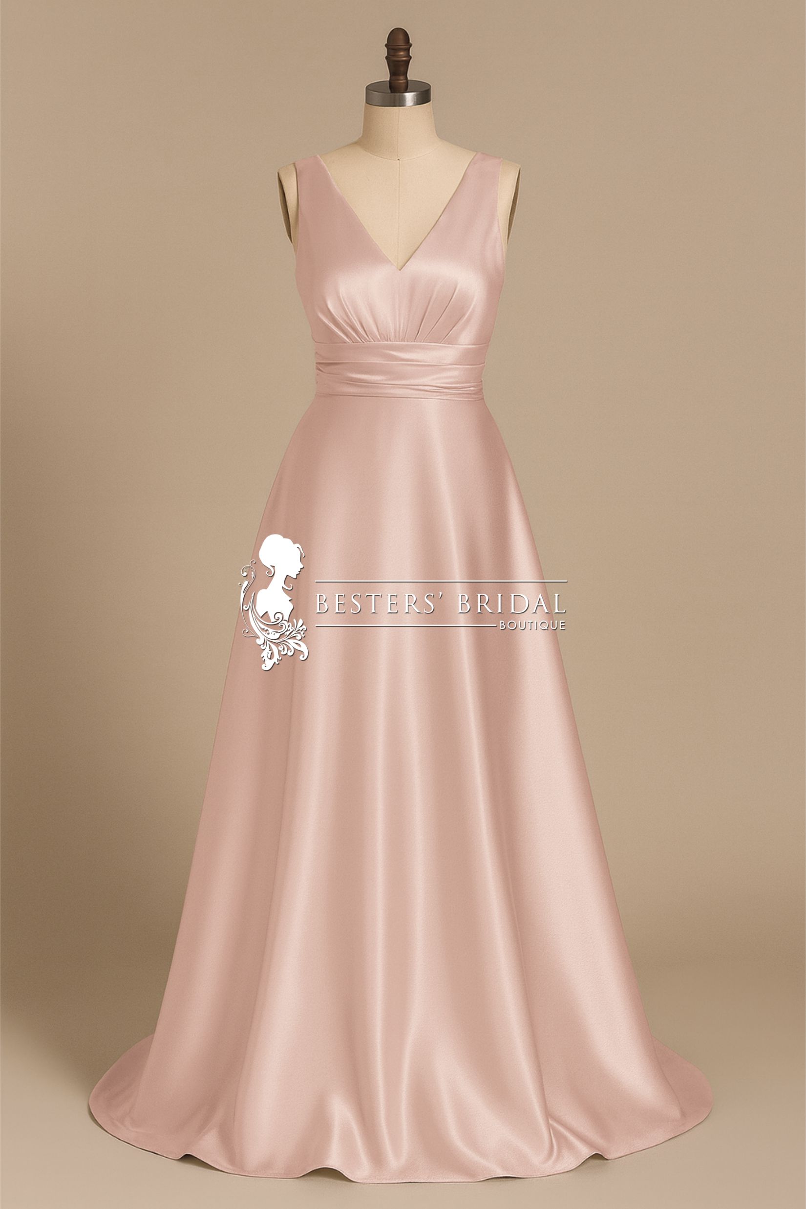 INDY Sleeveless Empire Waist Satin Dress With Pockets