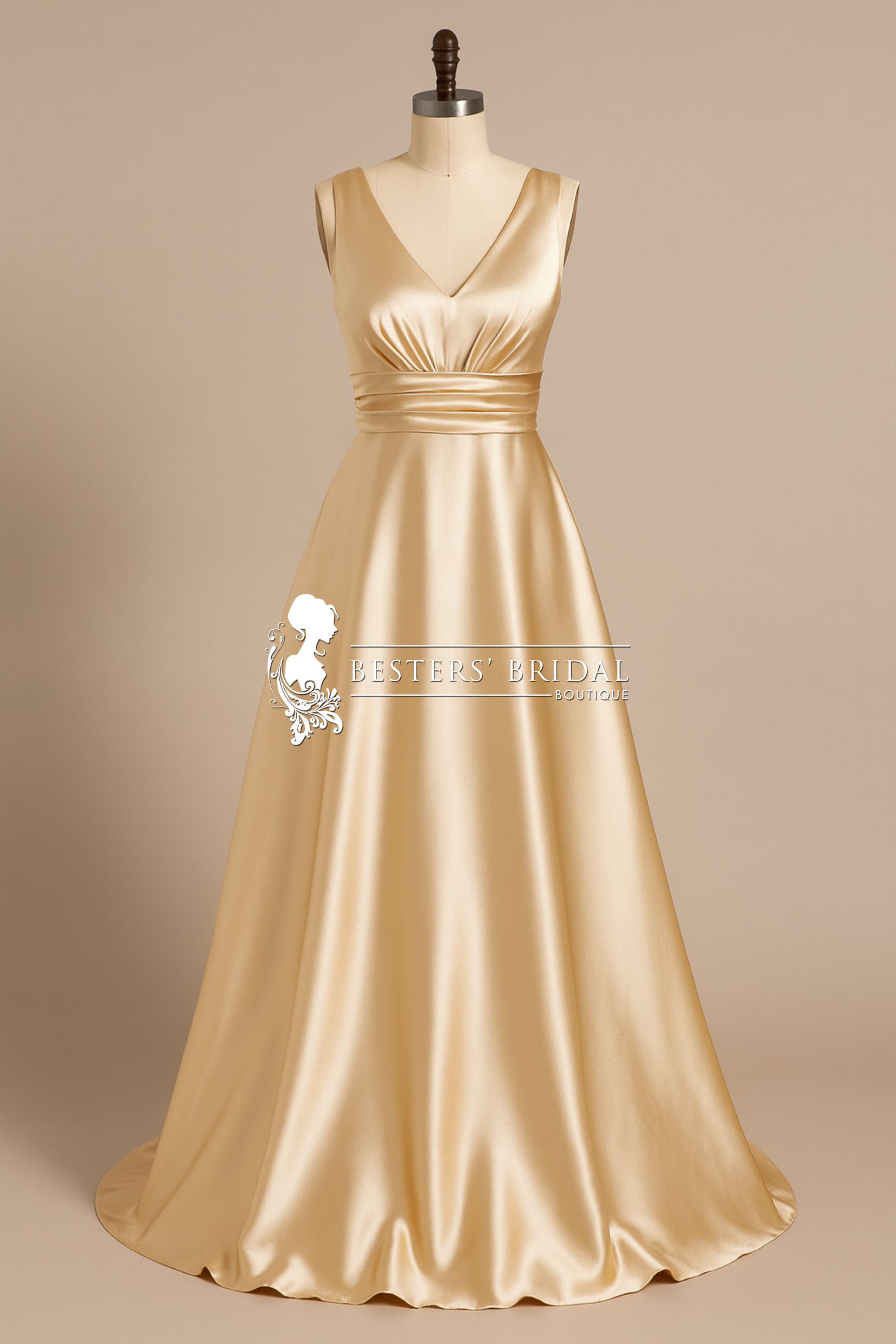 INDY Sleeveless Empire Waist Satin Dress With Pockets