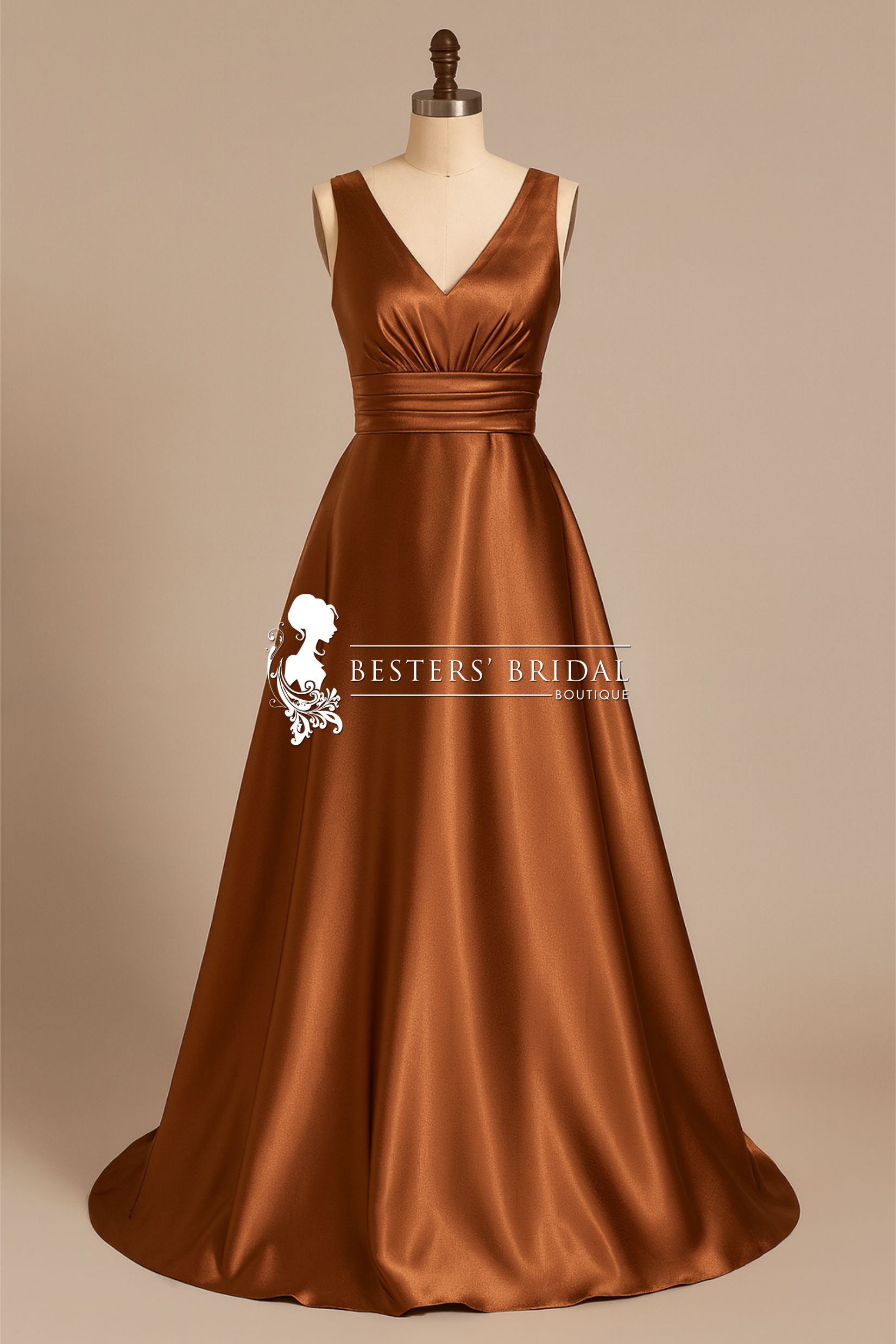INDY Sleeveless Empire Waist Satin Dress With Pockets