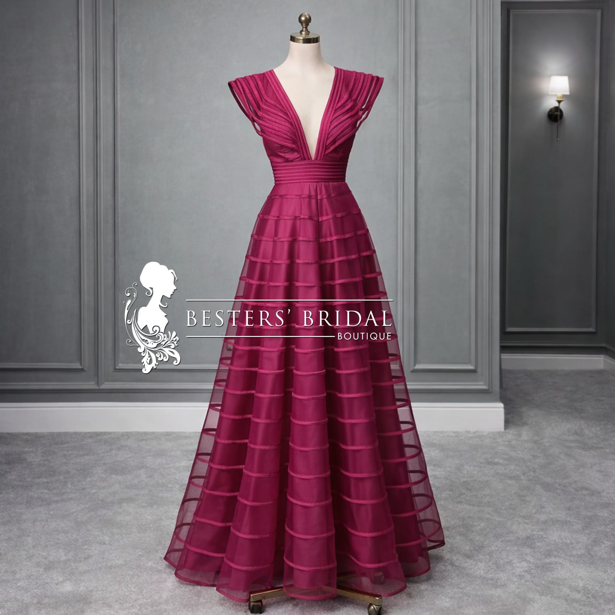 LUENA Sexy V Neck Sequin Evening Dress with 3/4 Sleeve