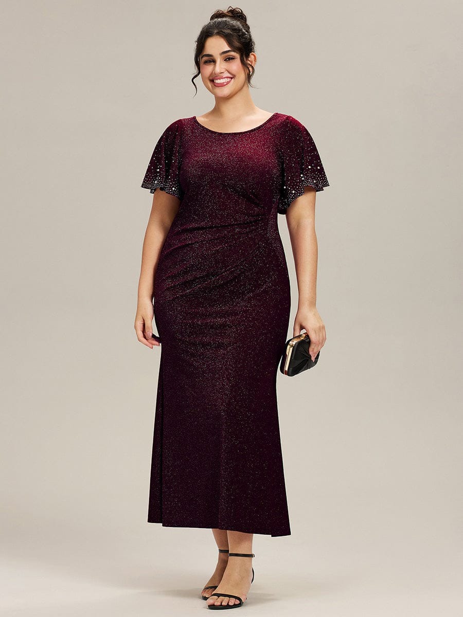 Fate A glamorous formal gown adorned in shimmering sequins, featuring elegant flutter sleeves and a figure-flattering silhouette — perfect for any special occasion. This dress is not currently in stock but is available to order.