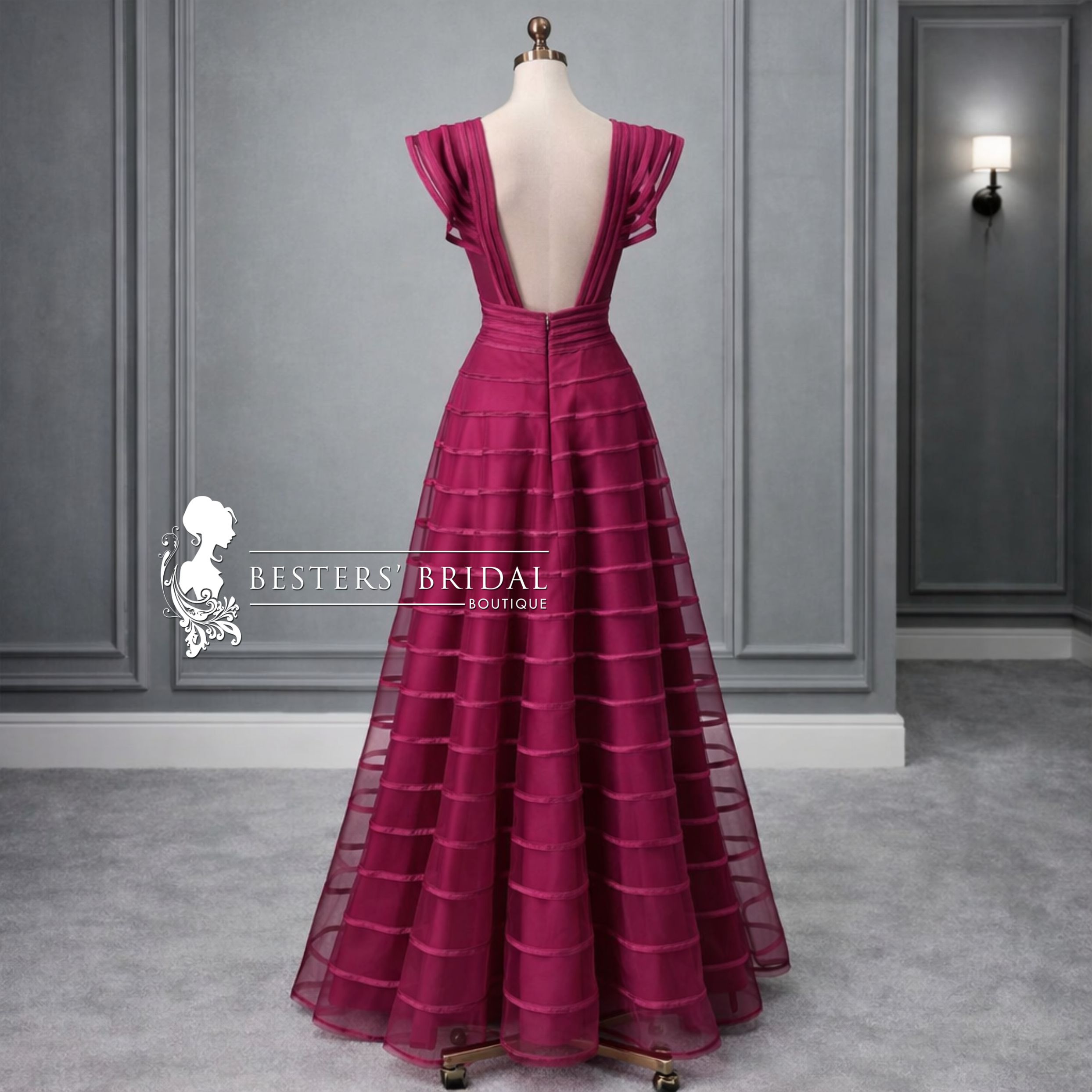 LUENA Sexy V Neck Sequin Evening Dress with 3/4 Sleeve